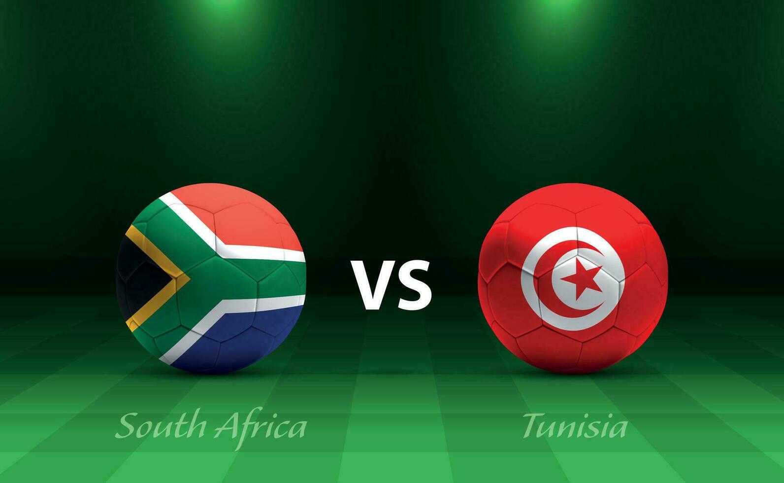 South Africa vs Tunisia football scoreboard broadcast template vector