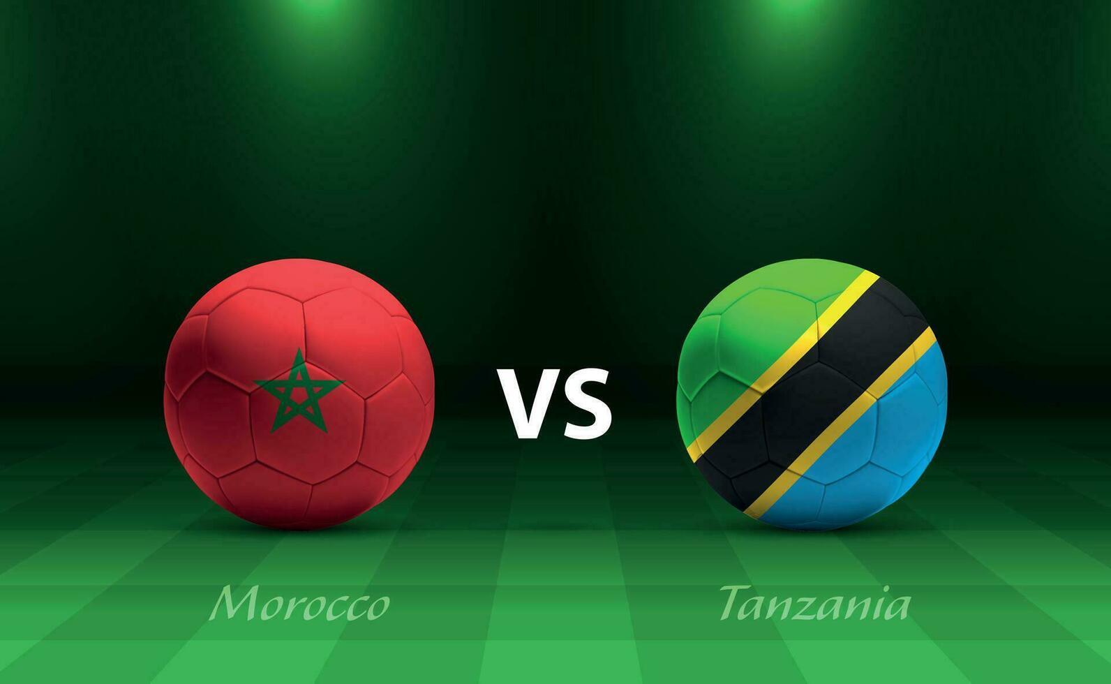 Marruecos vs Tanzania fútbol americano marcador transmitir modelo vector