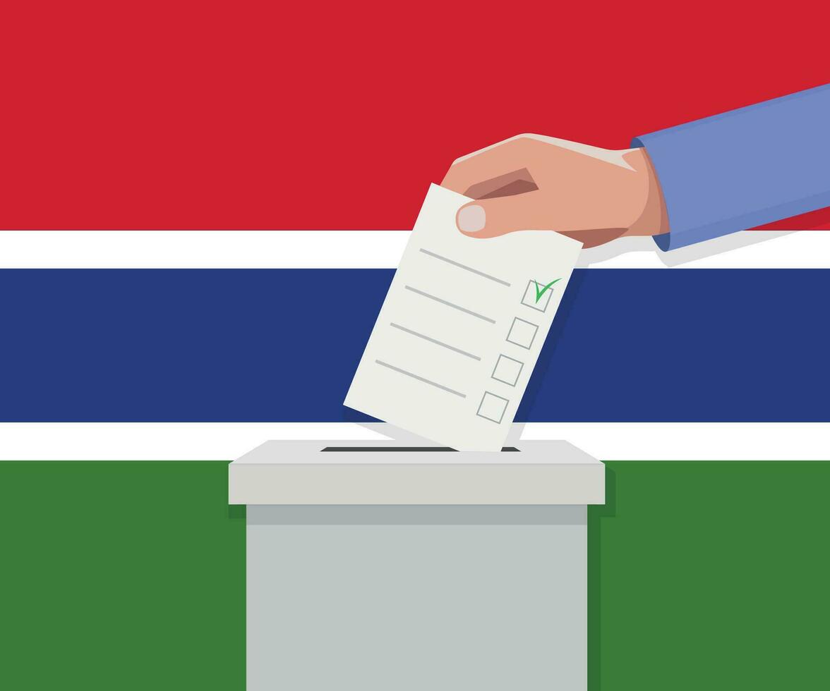 Gambia elección concepto. mano pone votar boletín vector