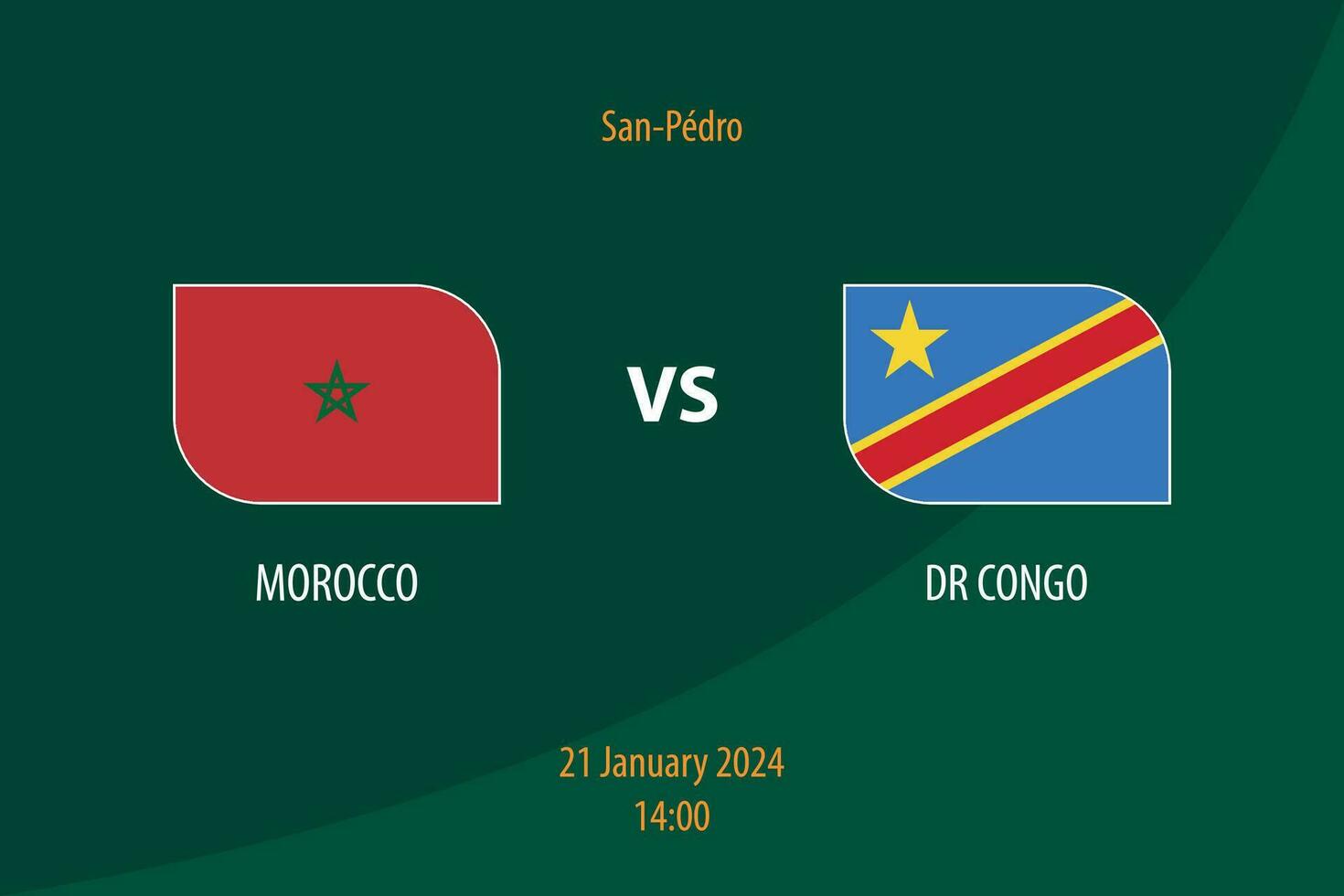 Morocco vs DR Congo football scoreboard broadcast template vector
