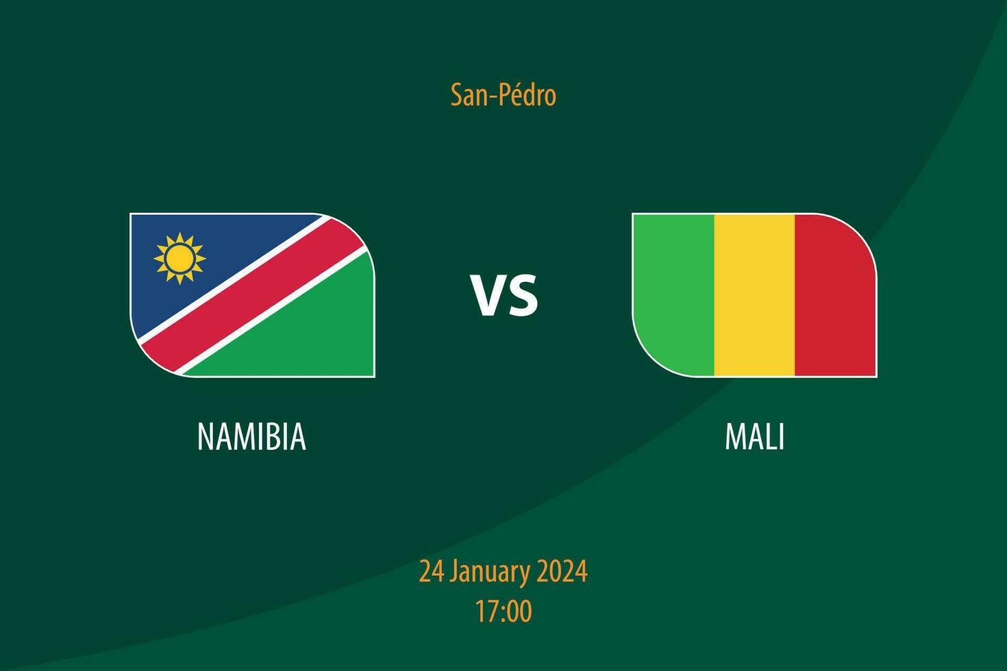 Namibia vs mali fútbol americano marcador transmitir modelo vector