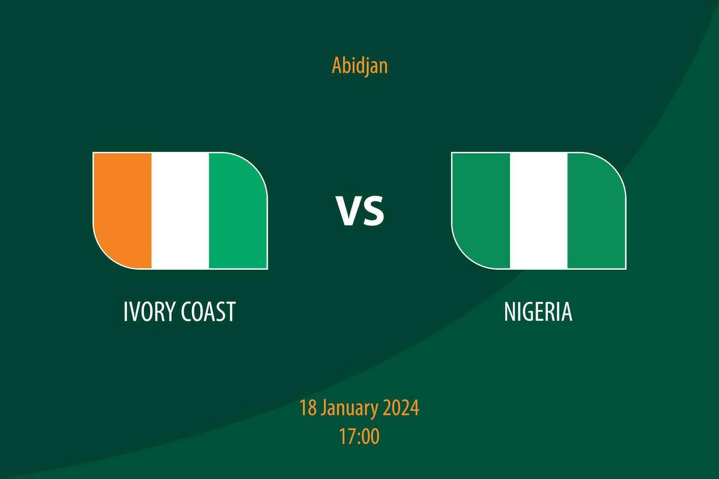 Ivory Coast vs Nigeria football scoreboard broadcast template vector