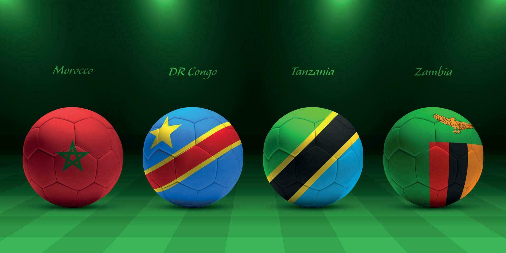 africano torneo 2023, grupo F banderas de África países vector