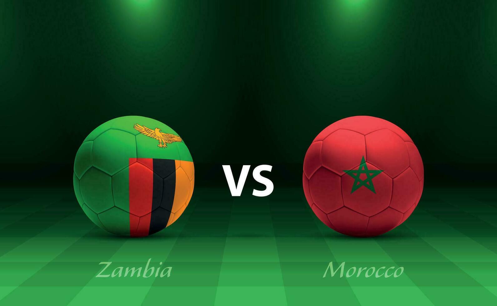Zambia vs Morocco football scoreboard broadcast template vector