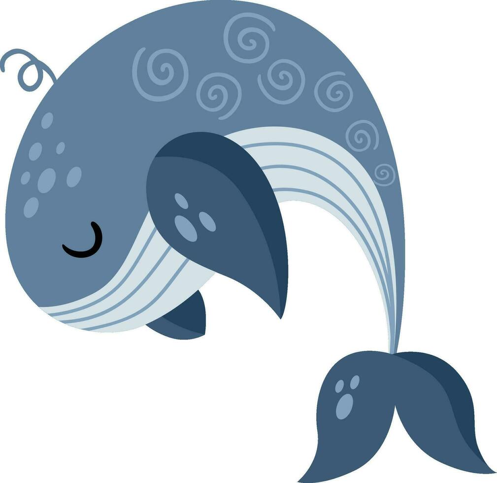 Funny whale isolated on white vector