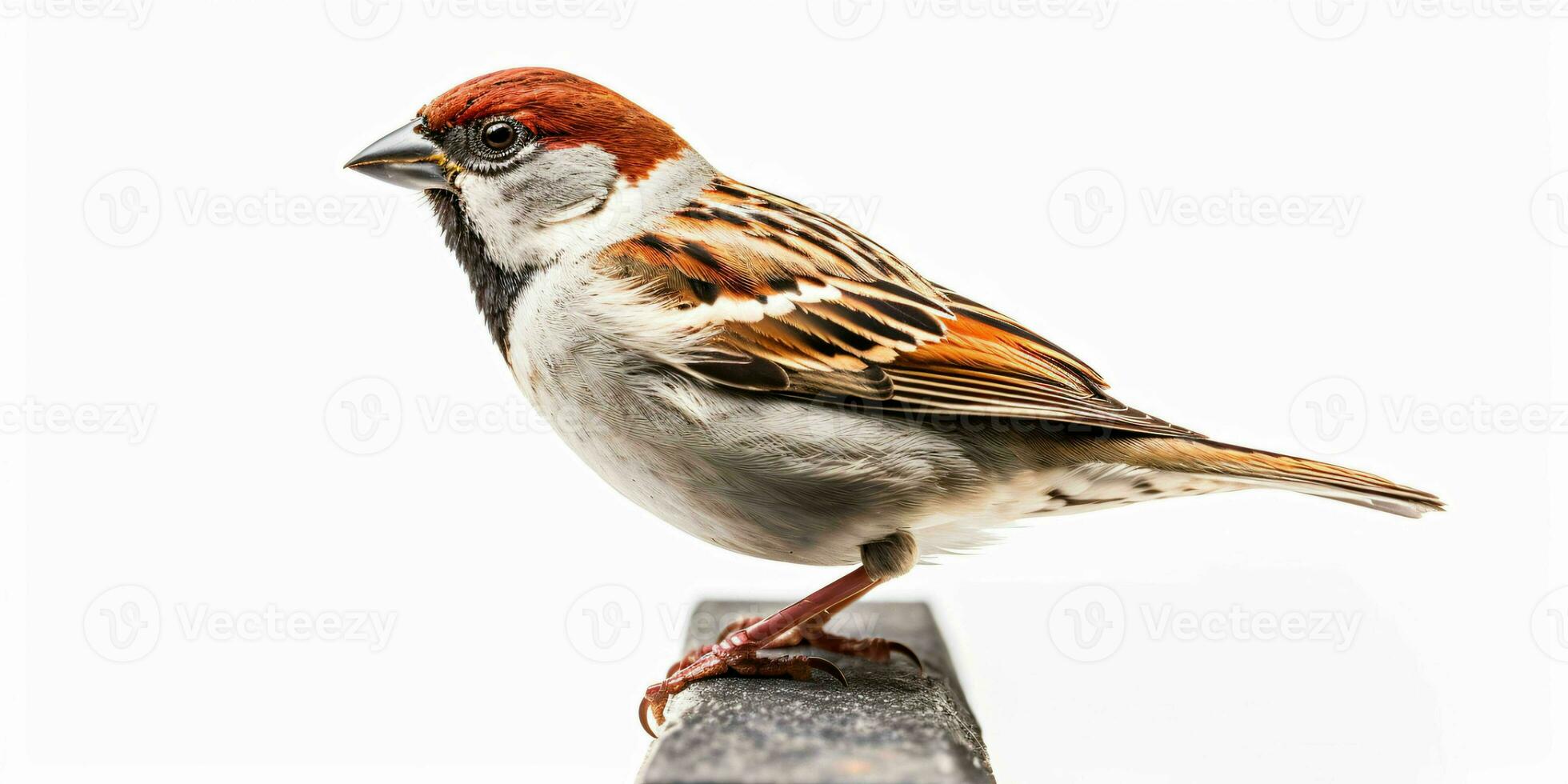 AI generated A Sparrow Perched Isolated on White Background. Generative AI photo