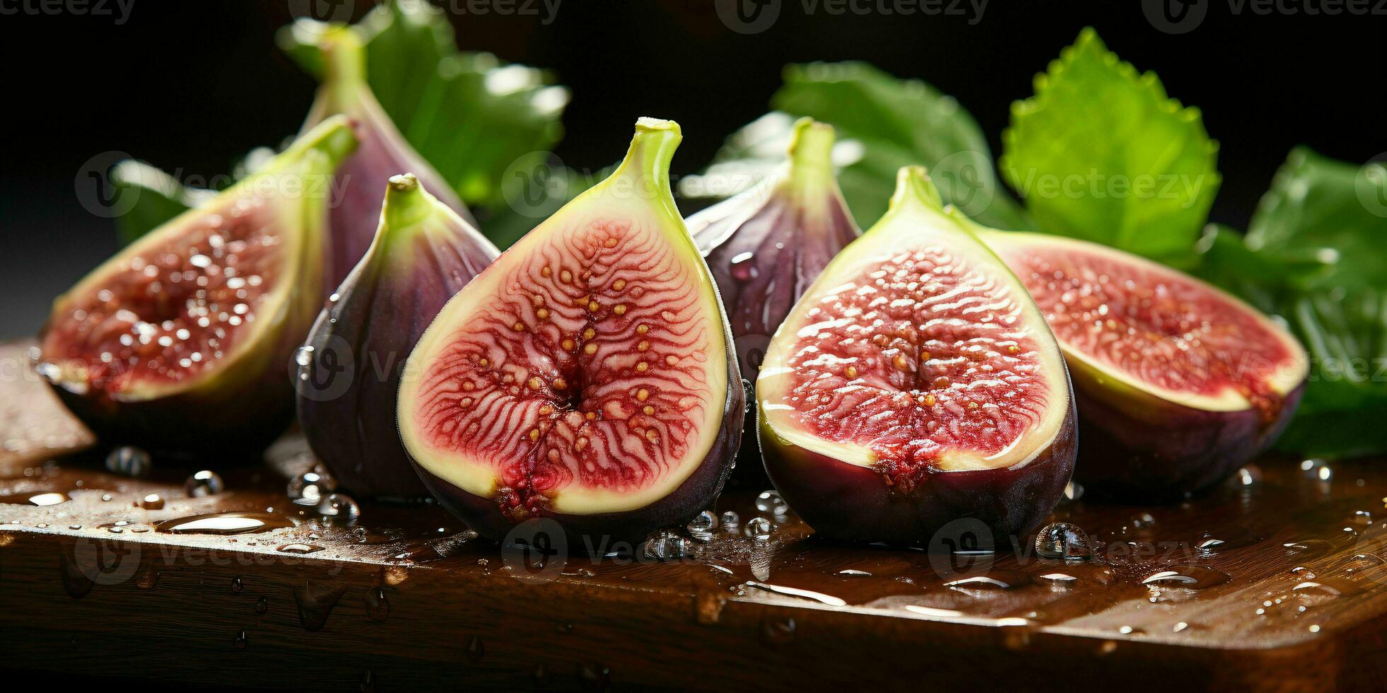 AI generated Fresh Figs with Water Drops. Generative AI photo