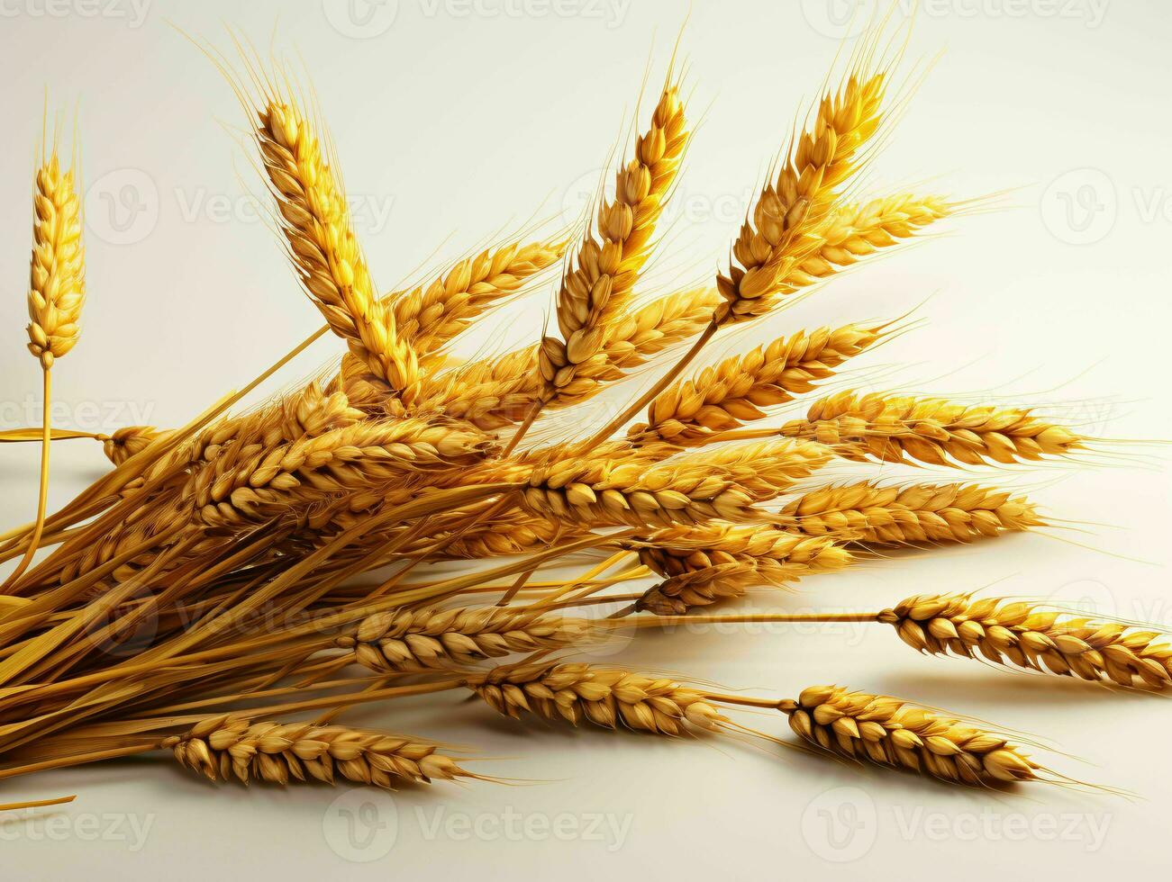 AI generated Close up of Wheat Ears Isolated on White Background. Wheat Grain. Generative AI photo