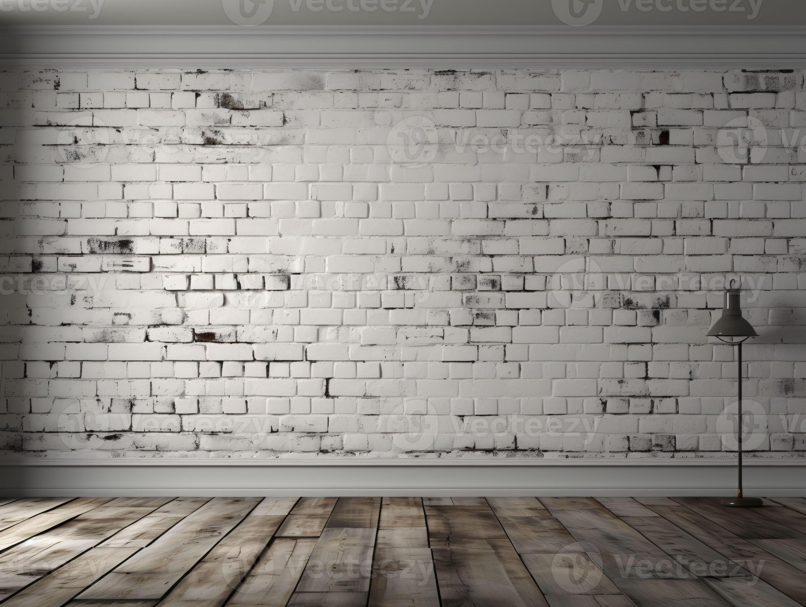 AI generated White Brick Wall Texture Background. Room Interior with