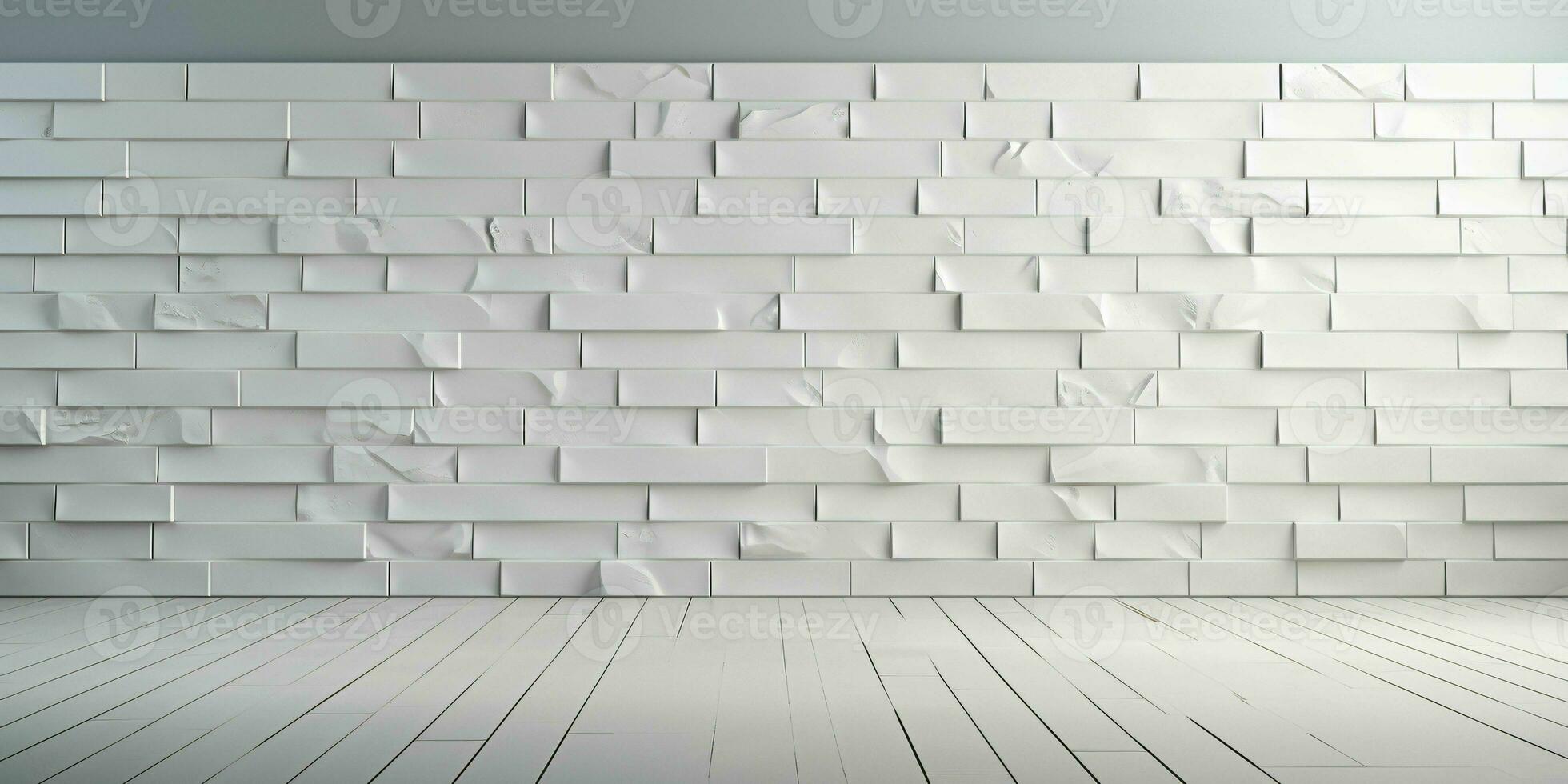 AI generated White Brick Wall Texture Background. Room Interior with White Brick Wall. Generative AI photo