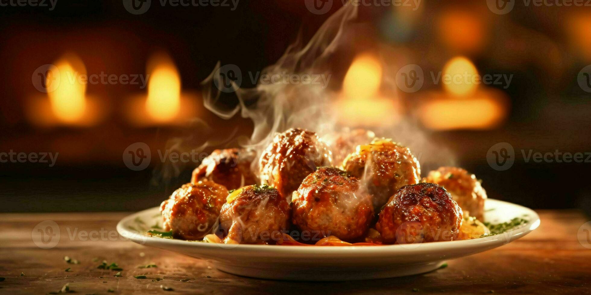 AI generated Delicious Meatballs with Sauce Served on a Plate. Generative AI photo