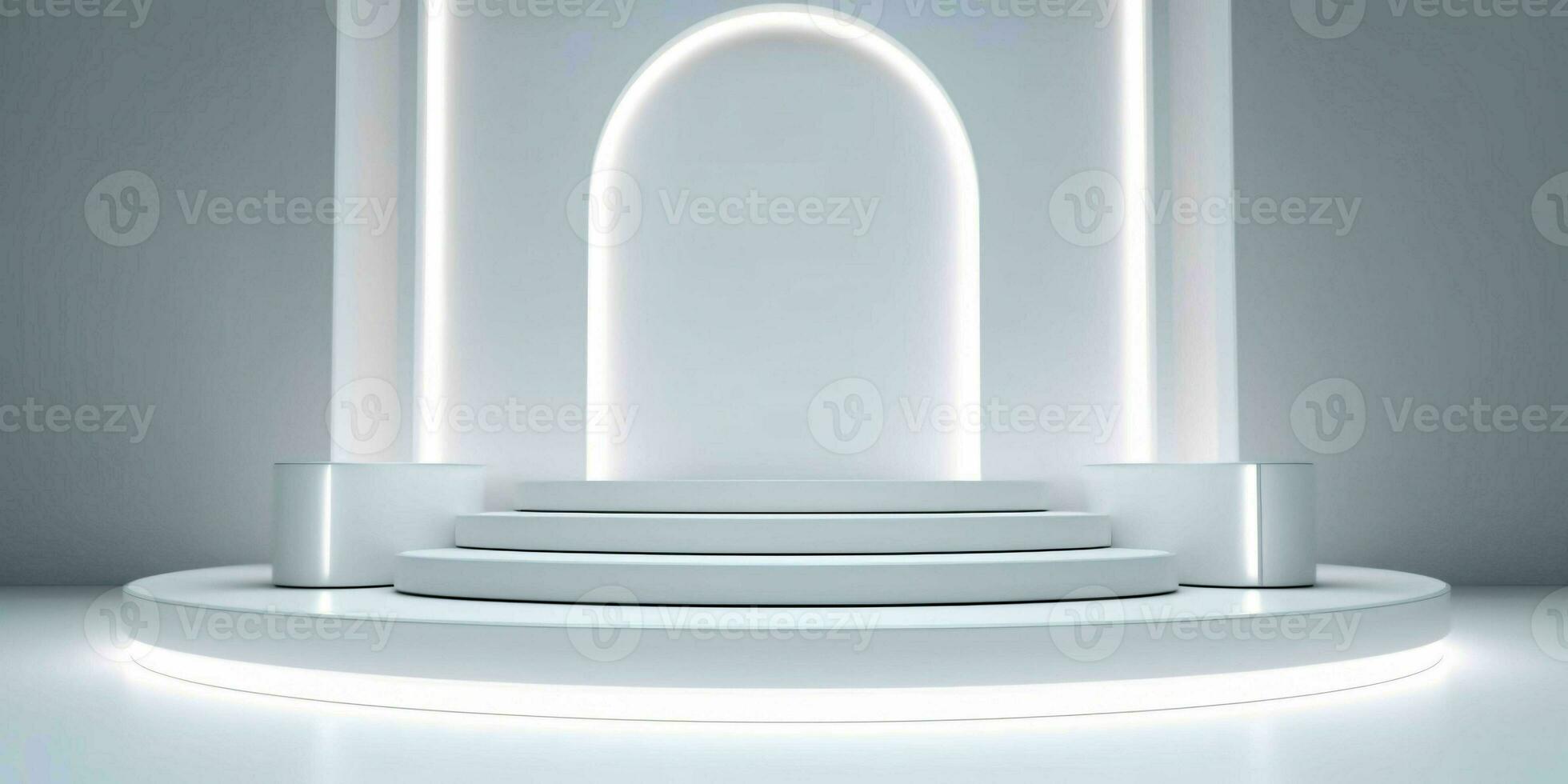 AI generated White 3D Room with Podium or Stand for Product Display. Futuristic Podium Scene. Generative AI photo