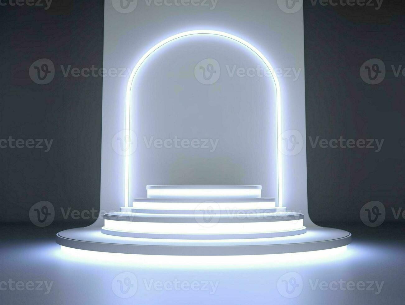 AI generated White 3D Room with Podium or Stand for Product Display. Futuristic Podium Scene. Generative AI photo