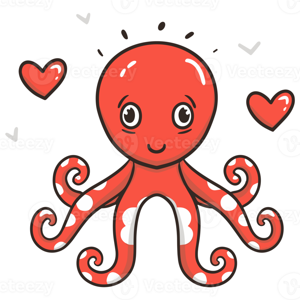 AI generated cute  octopus graphic for lovers png