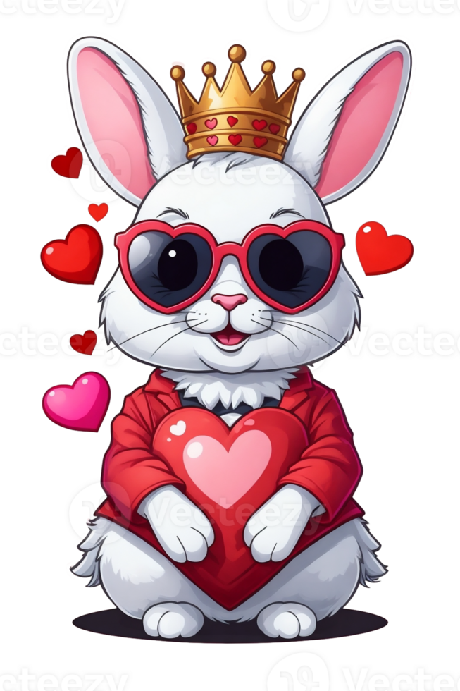 AI generated Valentines Day graphics  little white rabbit png