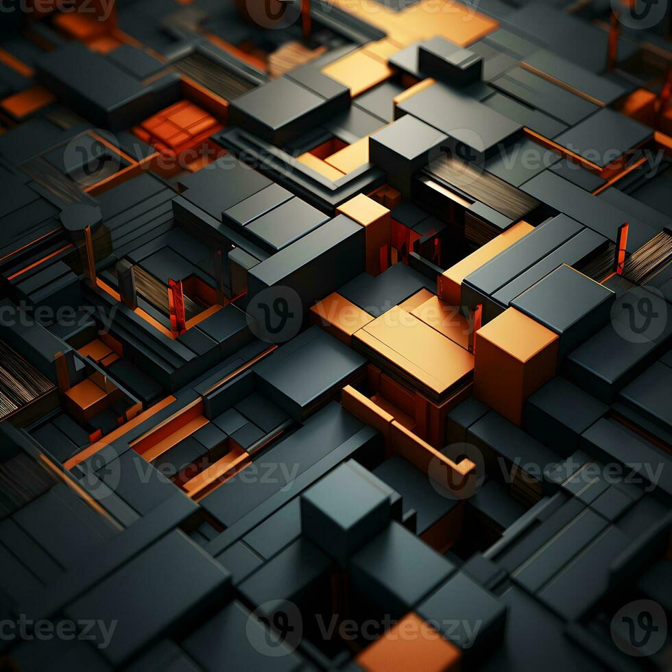 AI generated Elegant Black and Gold Geometric Background with Metal Effect. Futuristic Background. Generative Ai photo