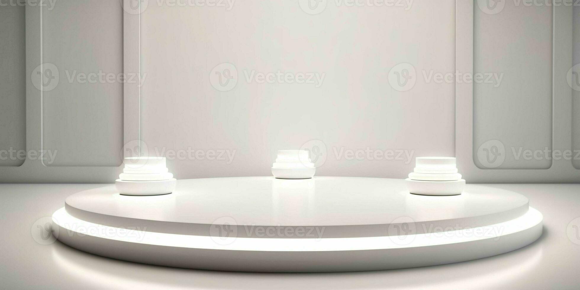 AI generated White 3D Room with Podium or Stand for Product Display. Futuristic Podium Scene. Generative AI photo