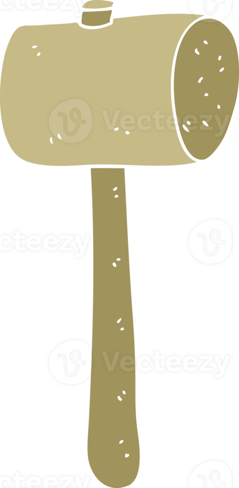 flat color illustration of a cartoon wooden mallet png