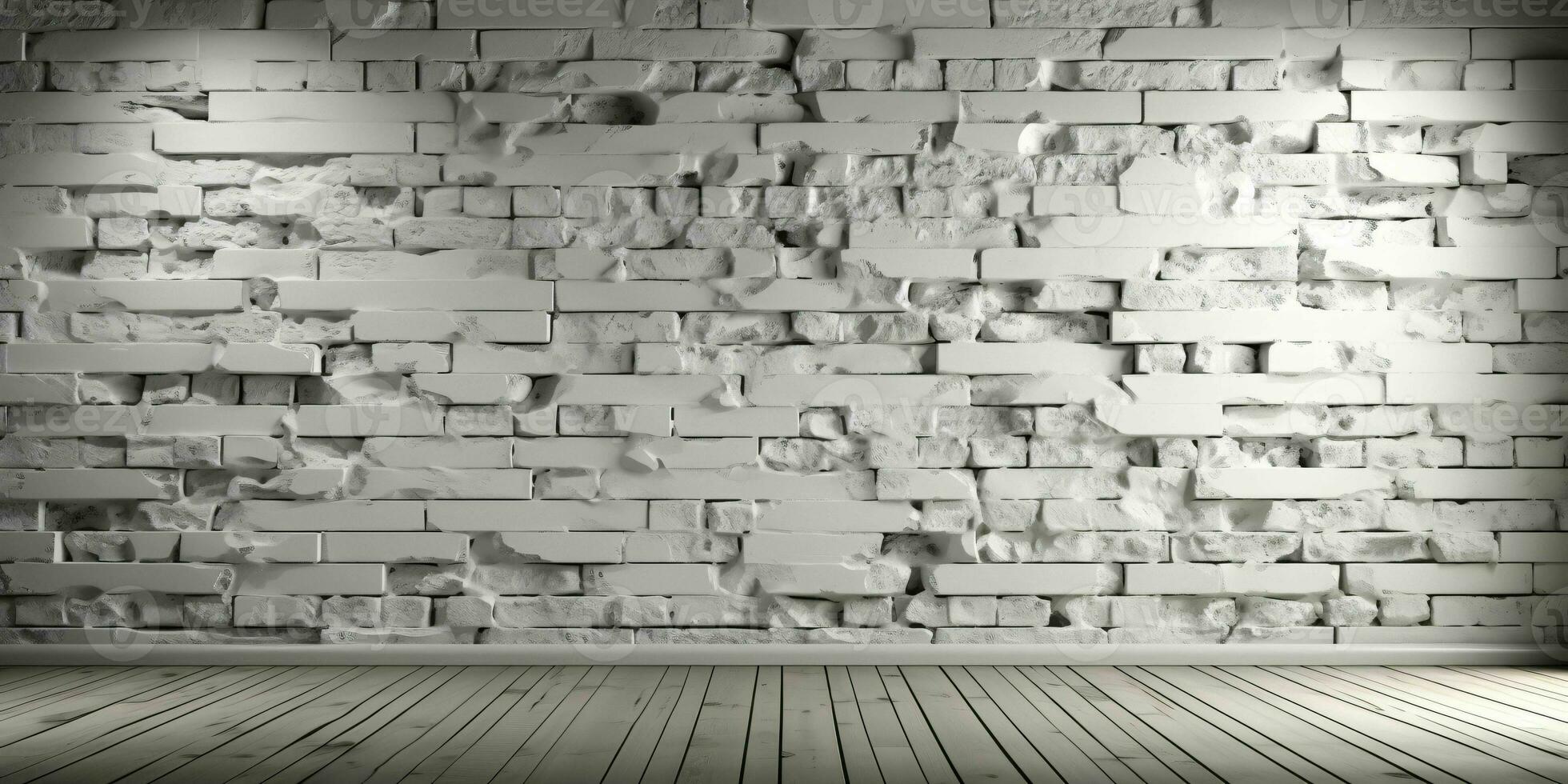 AI generated White Brick Wall Texture Background. Room Interior with White Brick Wall. Generative AI photo