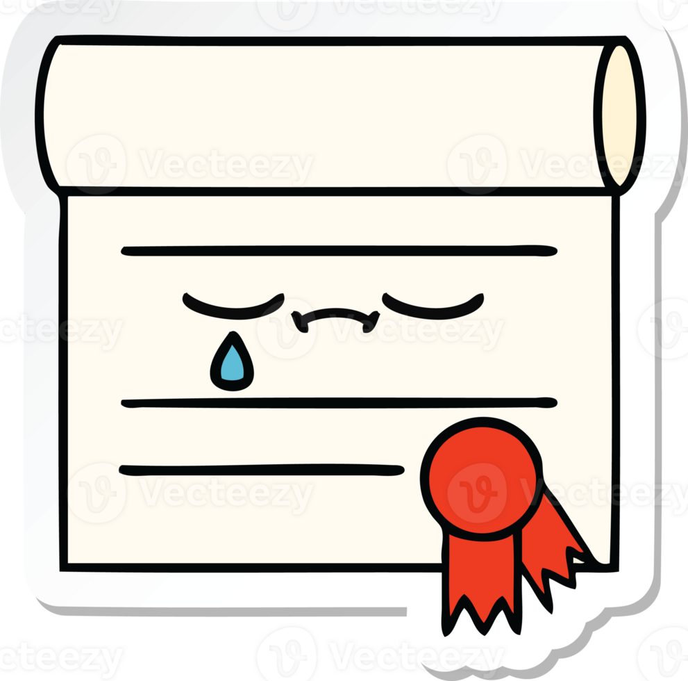 sticker of a cute cartoon certificate png
