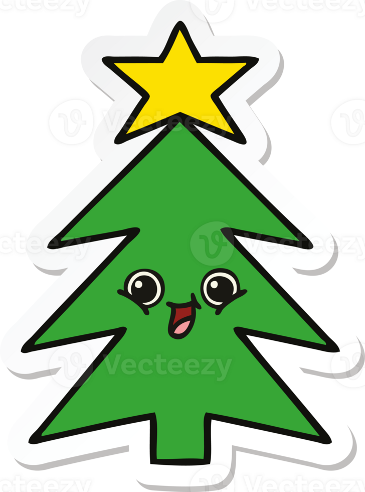 sticker of a cute cartoon christmas tree 36472706 PNG