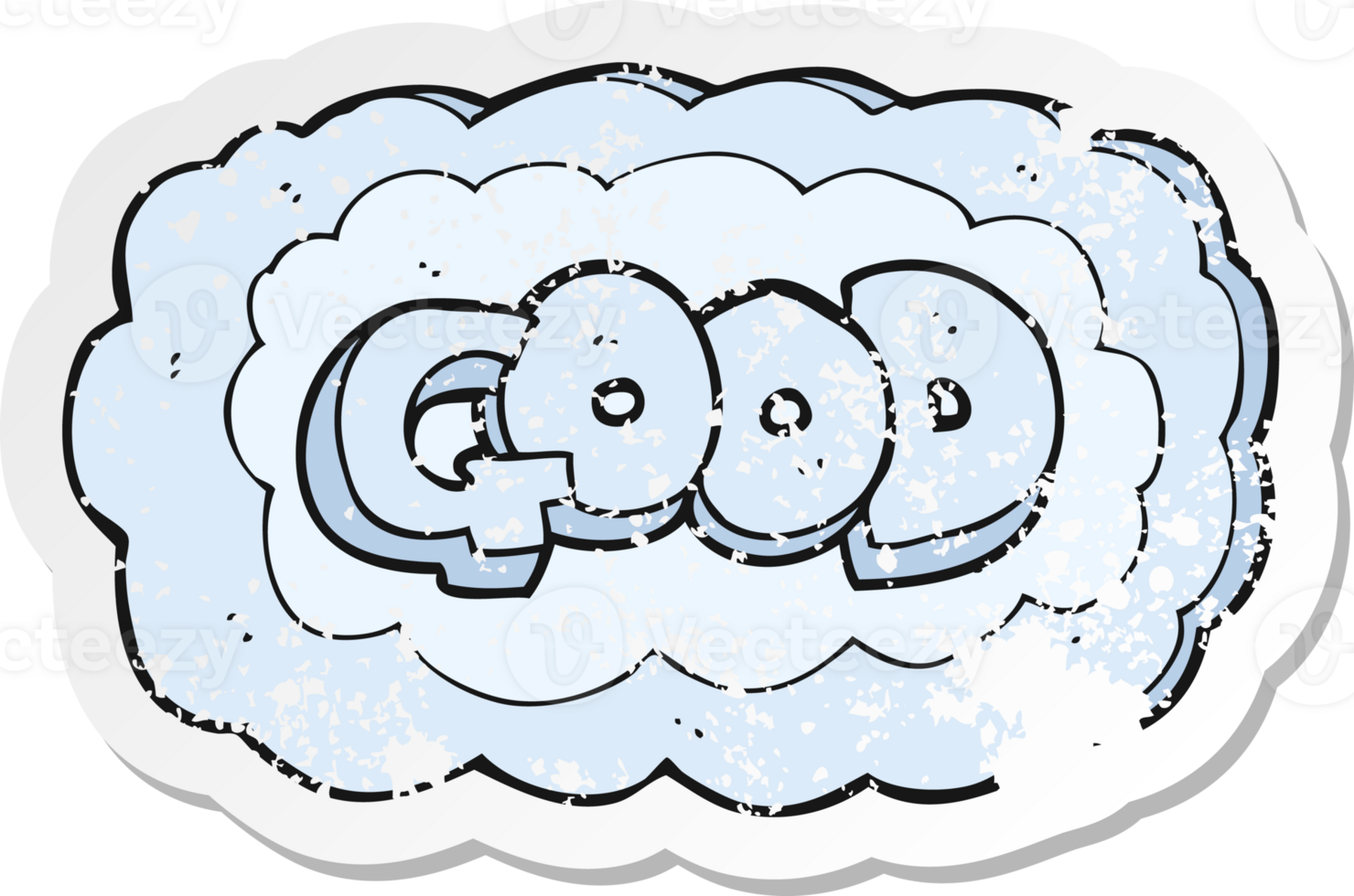 retro distressed sticker of a cartoon Good symbol png