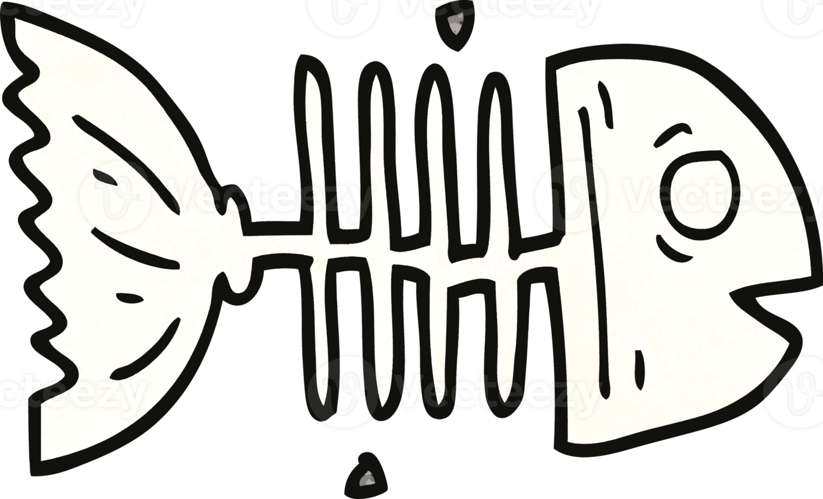 cartoon doodle fish bones png