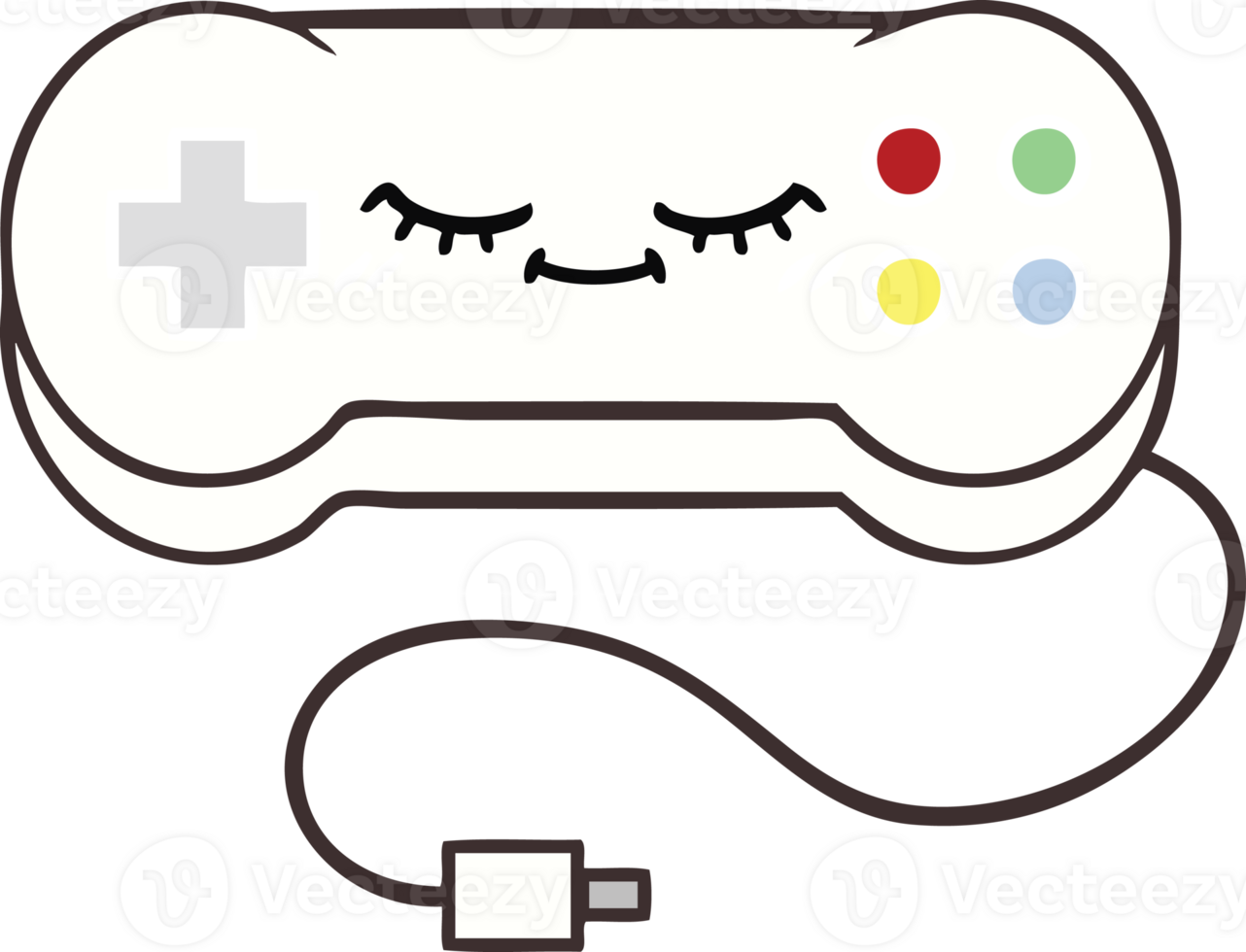 flat color retro cartoon game controller png