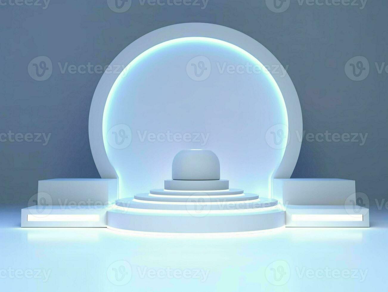 AI generated White 3D Room with Podium or Stand for Product Display. Futuristic Podium Scene. Generative AI photo