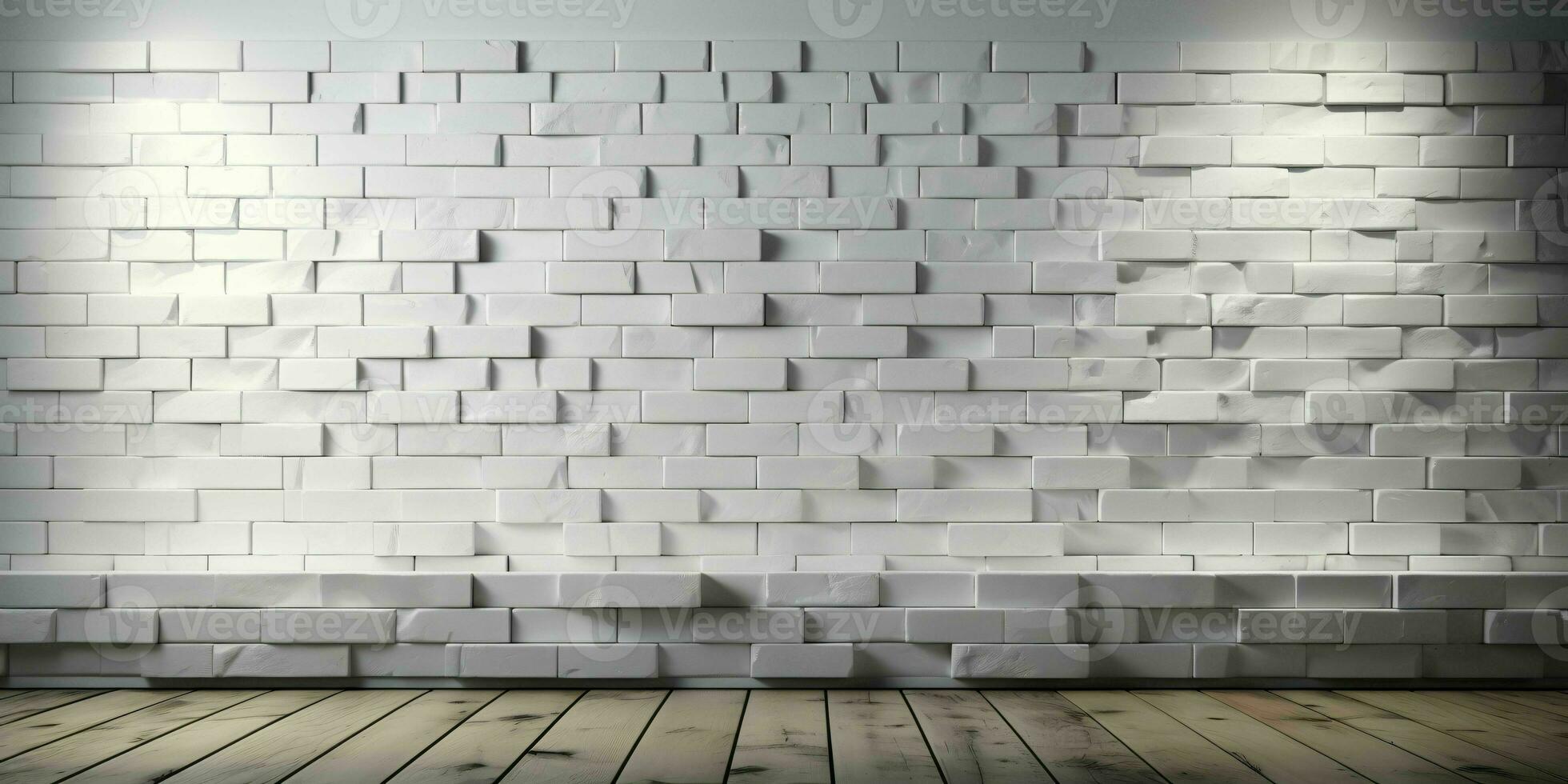 AI generated White Brick Wall Texture Background. Room Interior with White Brick Wall. Generative AI photo