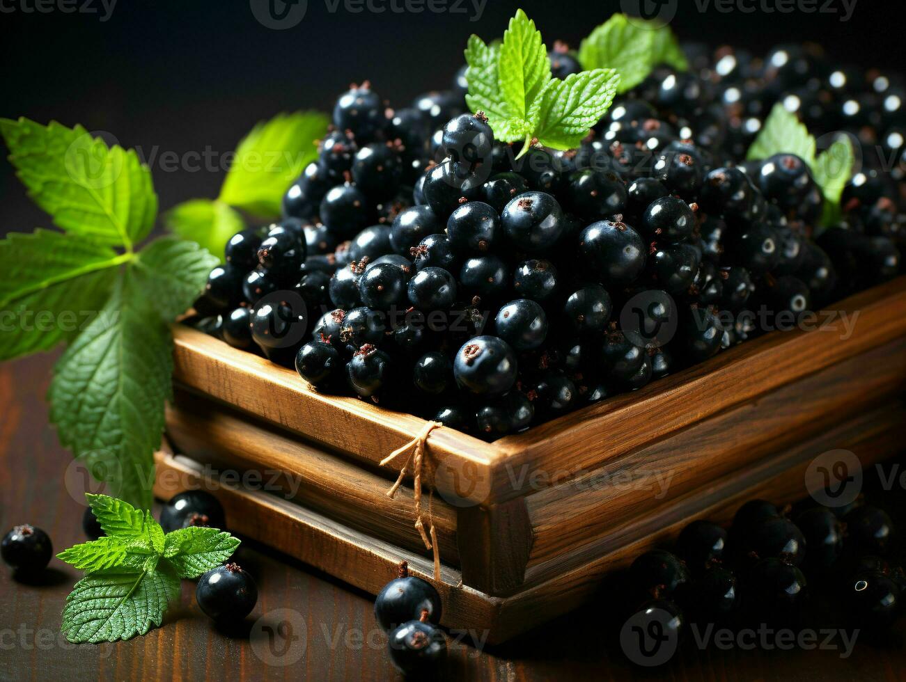 AI generated Fresh Black Currant Fruit. Generative AI photo