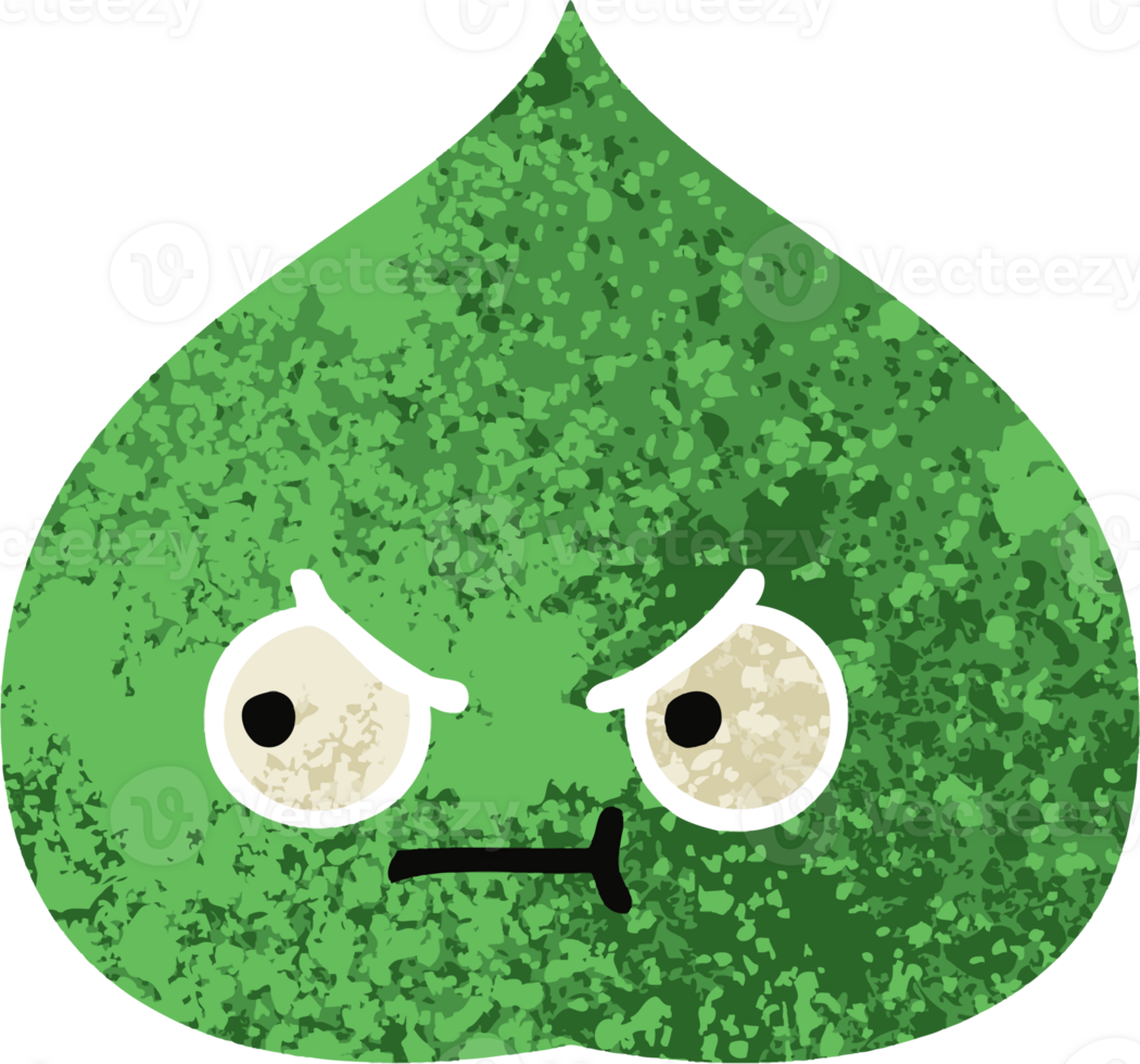 retro illustration style cartoon expressional leaf png