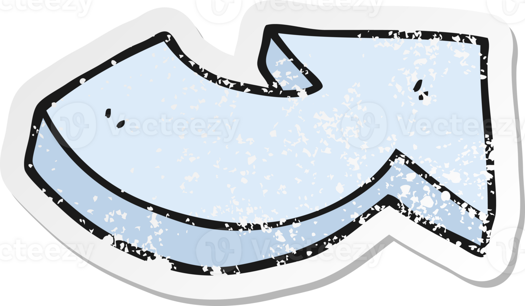 retro distressed sticker of a cartoon pointing arrow png