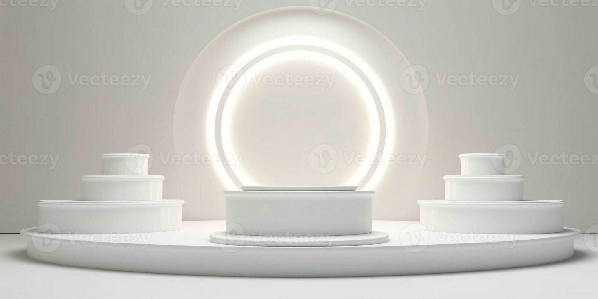 AI generated White 3D Room with Podium or Stand for Product Display. Futuristic Podium Scene. Generative AI photo