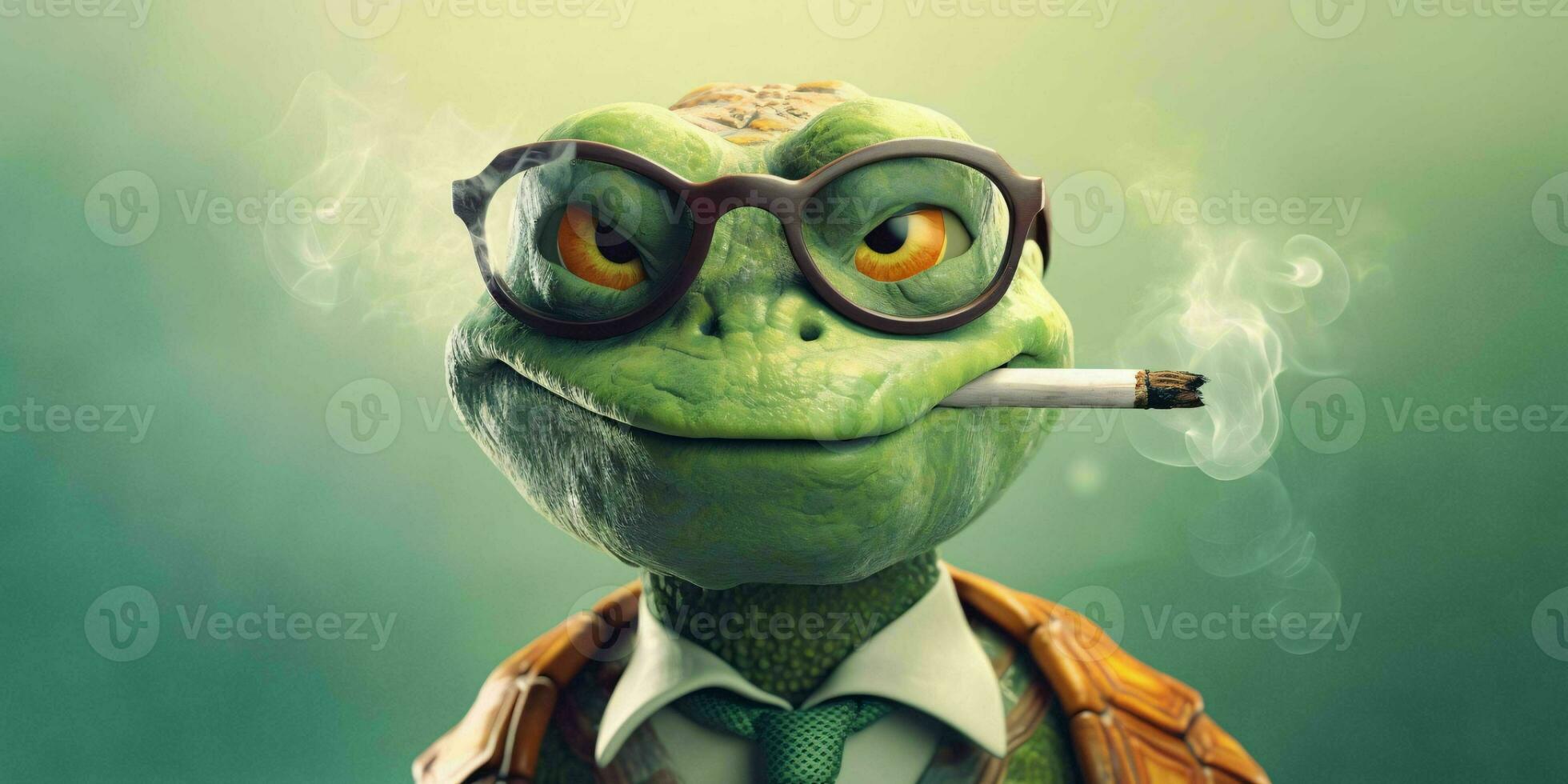 AI generated Portrait of an Old Turtle Smoking. Generative AI photo