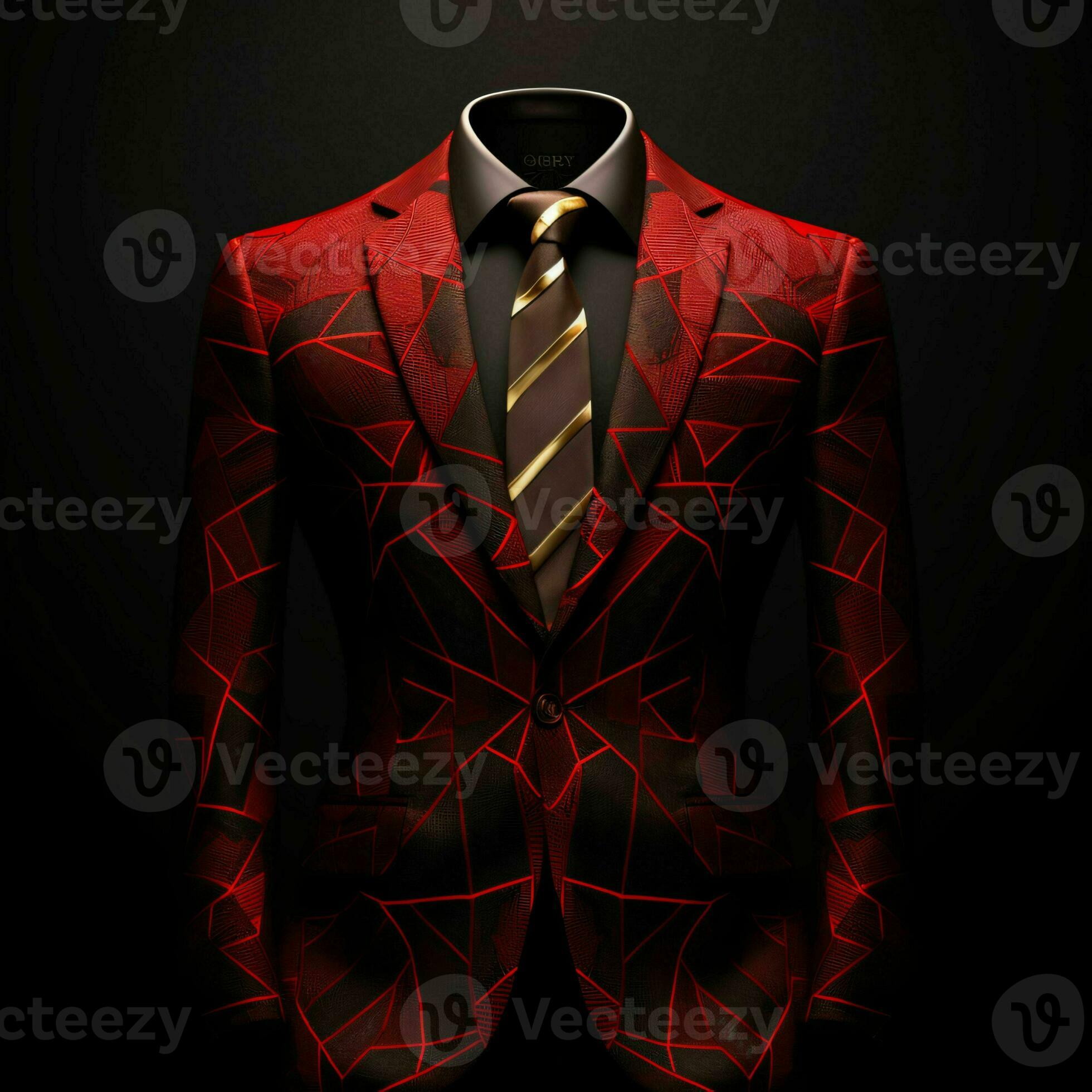 AI generated Luxury and Elegant Red Men’s Suit with Abstract Motif