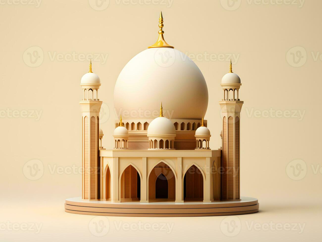 AI generated Minimalist Mosque Miniature. Ramadan Kareem Background. Generative Ai photo