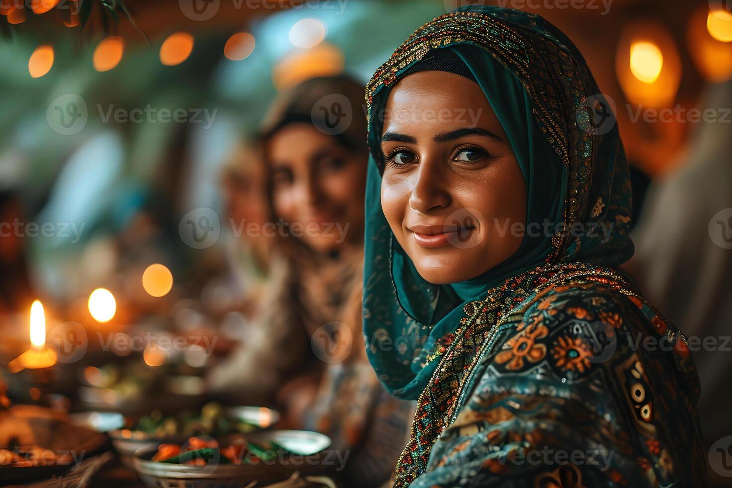 AI generated Muslim Family and Friends Gathering during Ramadan with