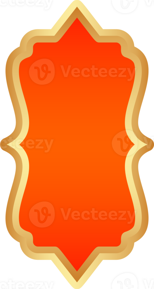 Ramadan golden frame. Islamic window shape. Arabic arch. Muslim vintage border for design with red background. Indian decoration in oriental style. png