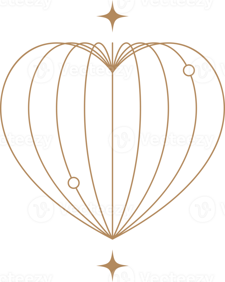 valentine bohemisk översikt hjärta. minimal geometrisk abstrakt design. magi kärlek symbol för valentine dag. romantisk kosmisk estetisk grafisk. mystiker samling med glöd effekt. png