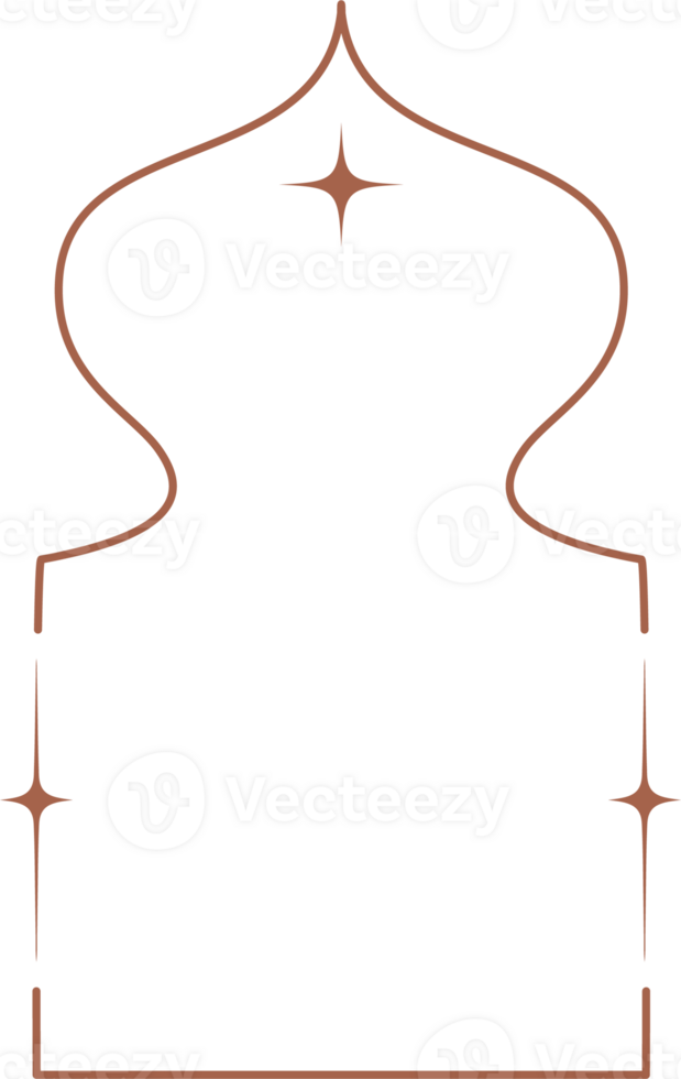 esthétique Cadre forme. contour minimal graphique élément avec étoiles. abstrait boho cambre avec scintille. branché Ramadan islamique modèle pour affiche et histoire. png