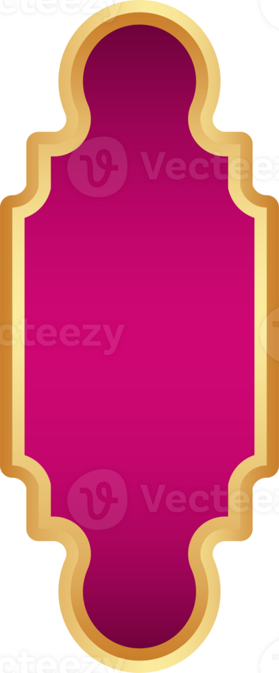 Ramadan golden frame. Islamic window shape. Arabic arch. Muslim vintage border for design with pink background. Indian decoration in oriental style. png