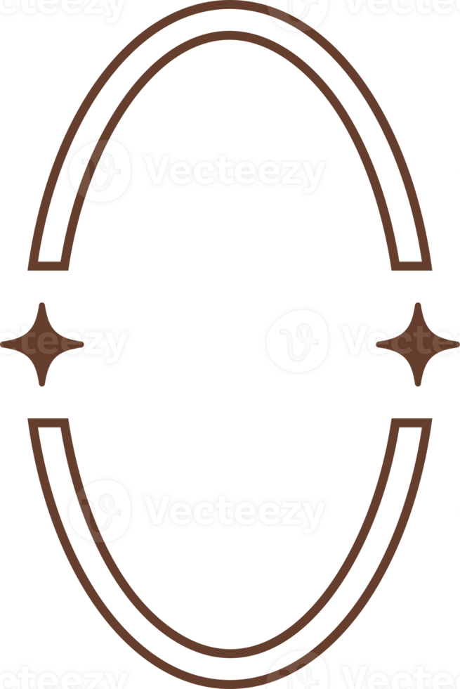 estético oval quadro, Armação com estrelas. mínimo ano 2000 esboço gráfico Projeto com brilhos. abstrato arco fronteira. na moda boho geométrico modelo png