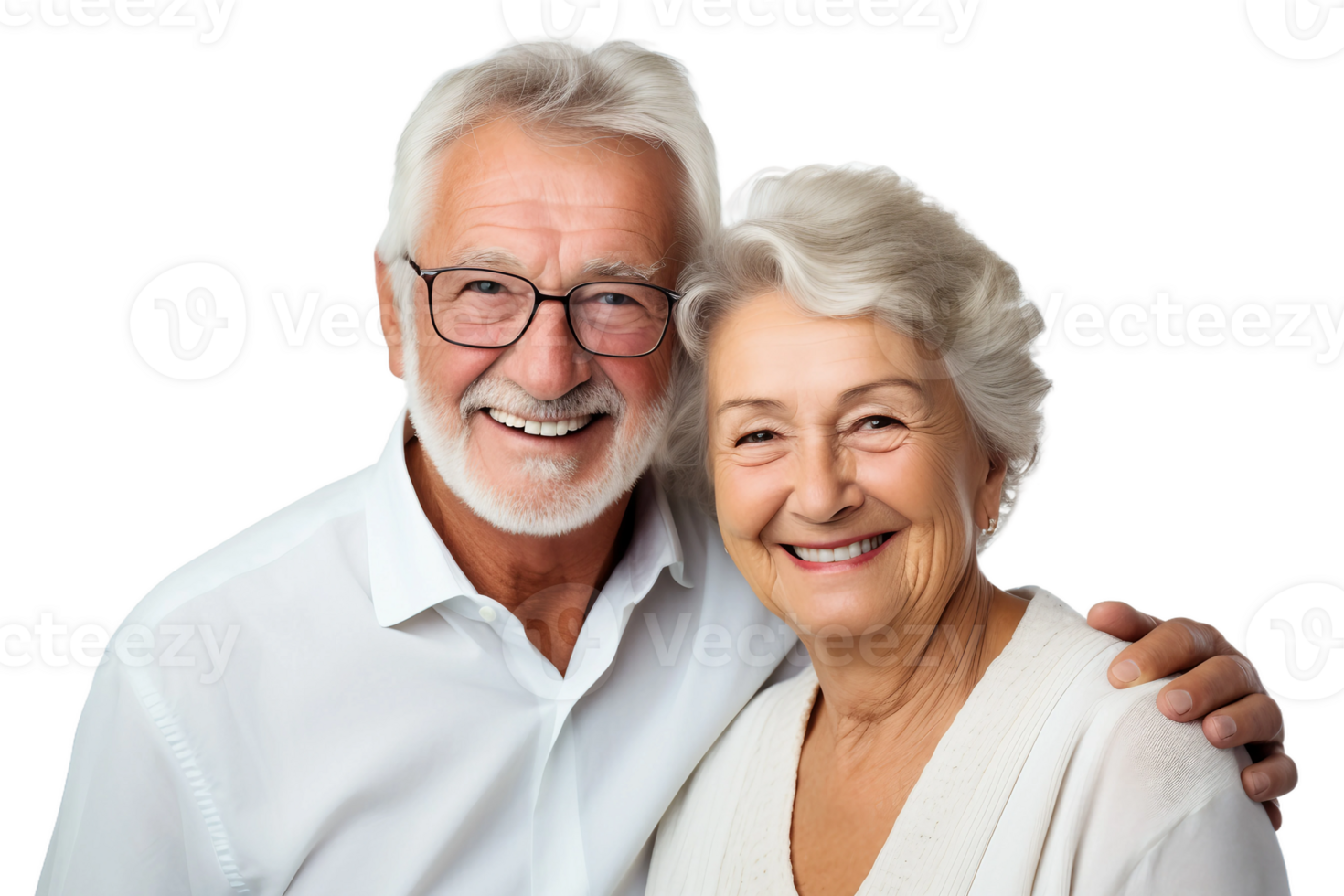 AI generated Relaxed Elderly Couples Shot on Transparent Background. png