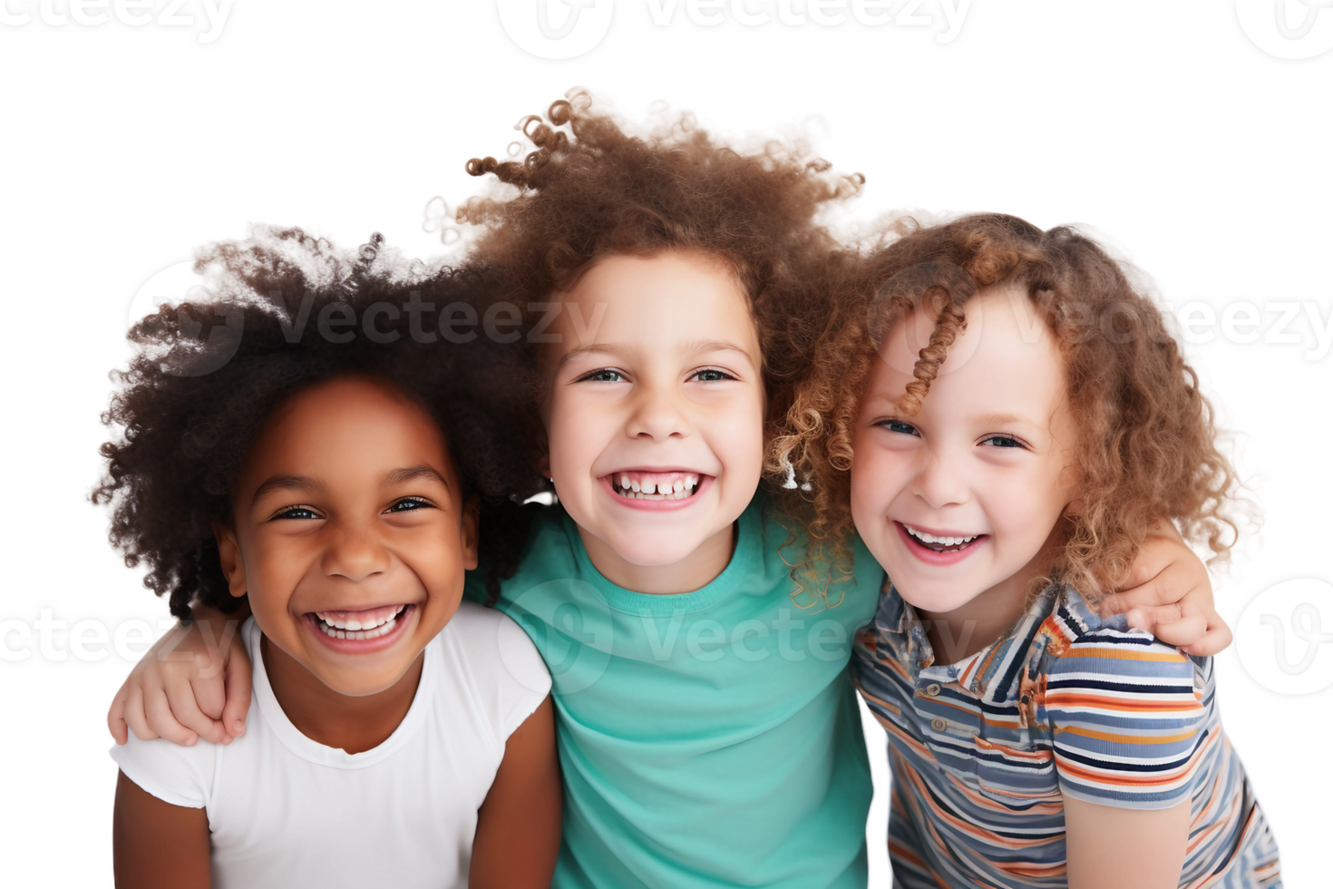 AI generated Playful Children with Bright Smiles on a Transparent Background. png