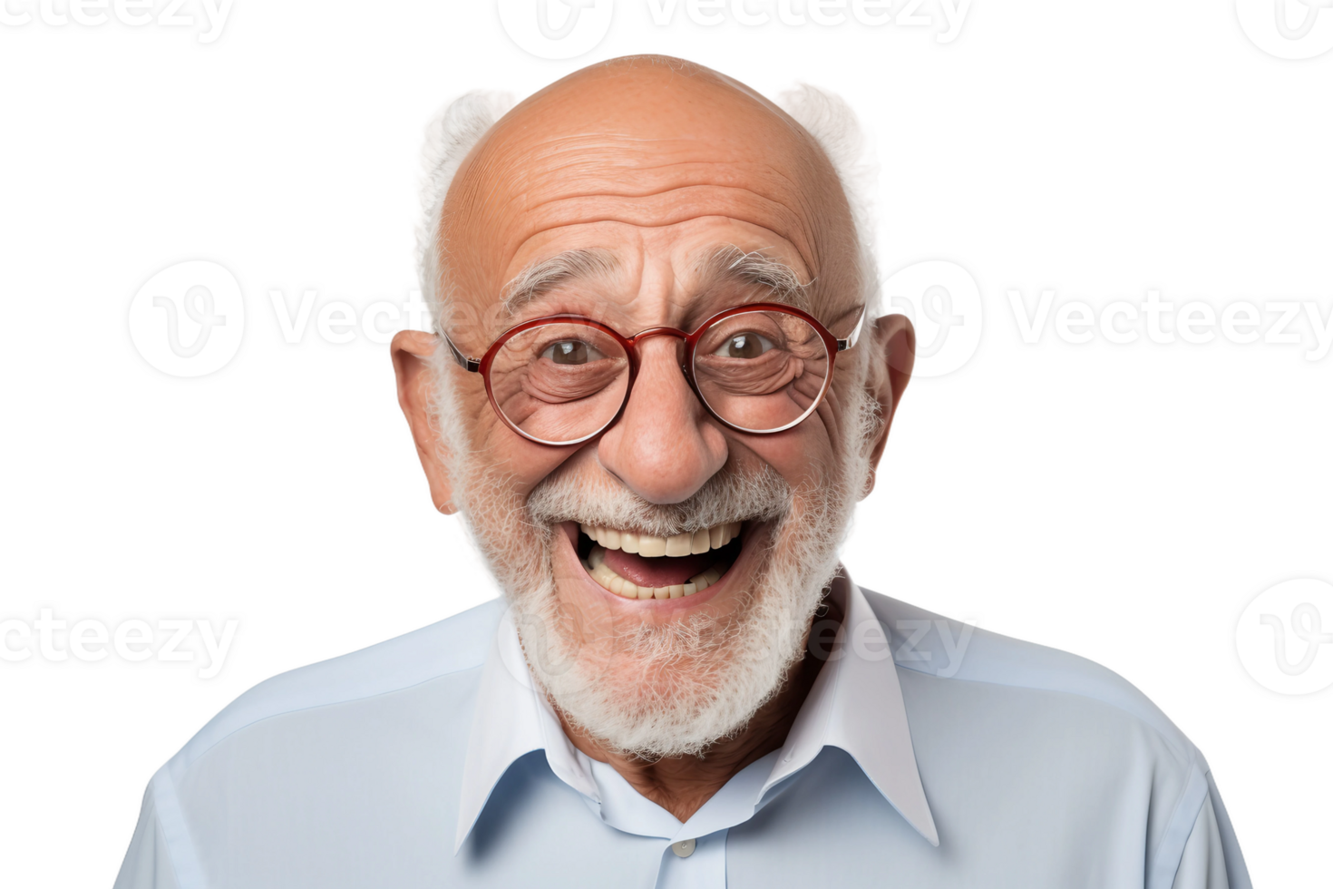 AI generated Happy Old Man with a Kind Expression on a Transparent Background. png