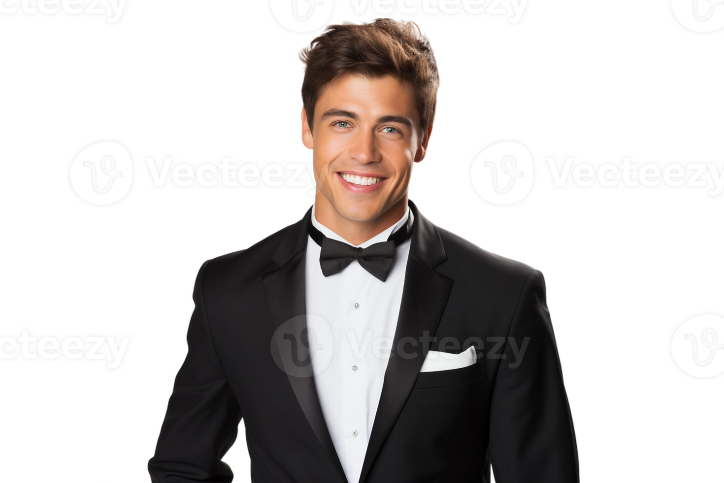 AI generated Smiling Groom at the Wedding on a Transparent Background. png
