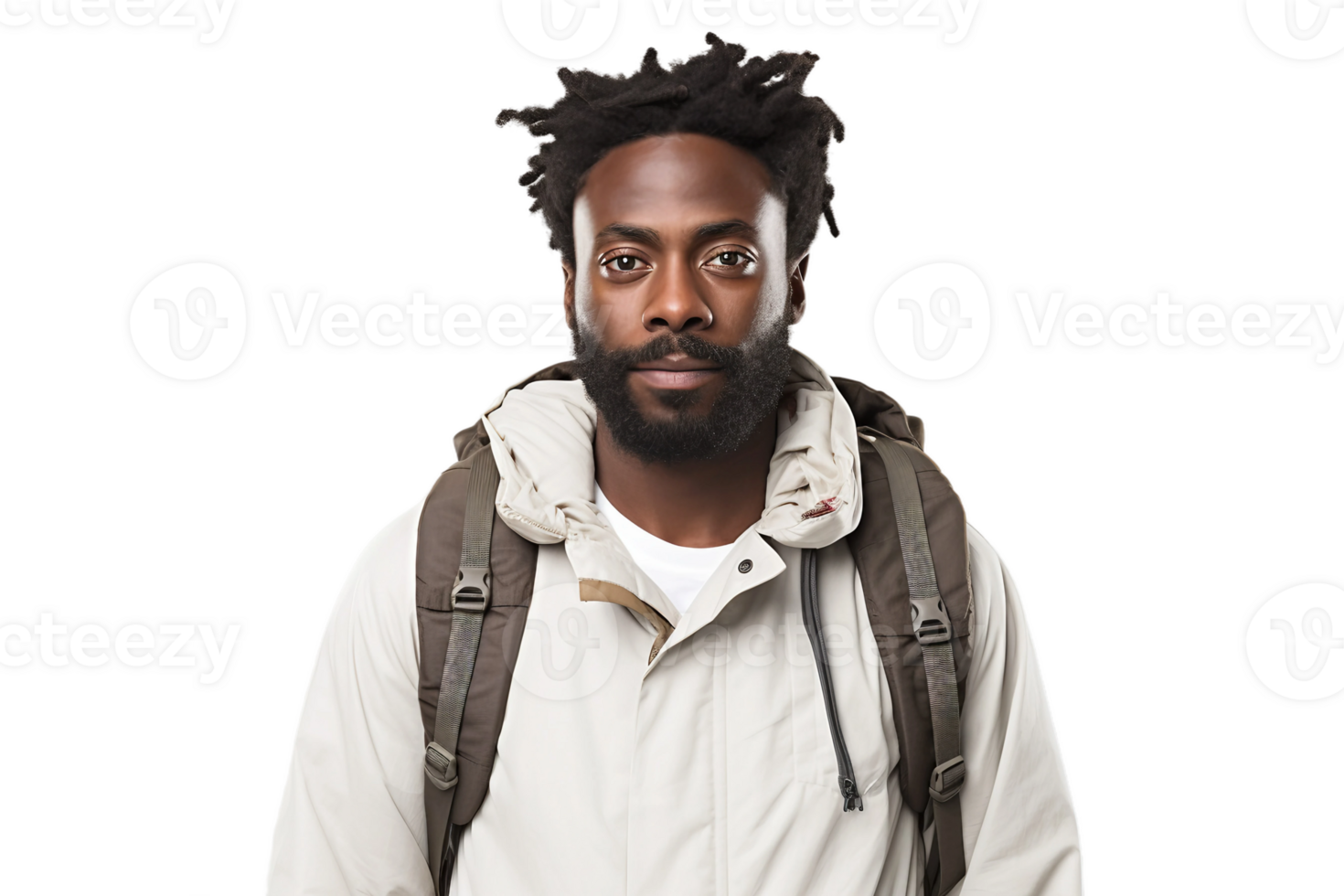 AI generated Black Man with Backpack on a Transparent Background. png