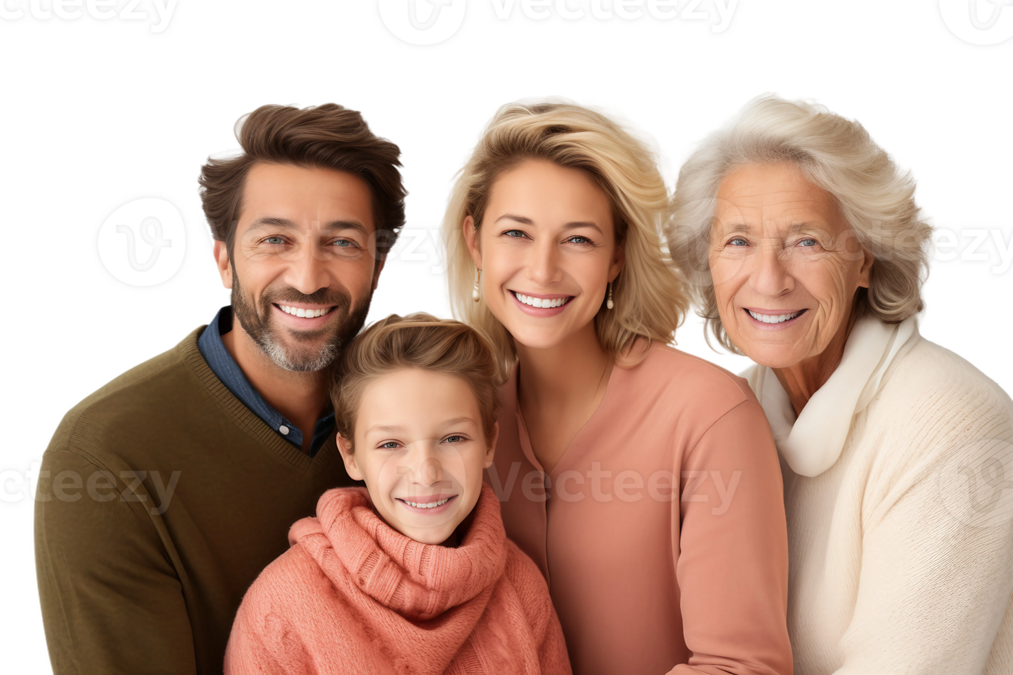AI generated Joyful Family Generations Together on Transparent Background. png