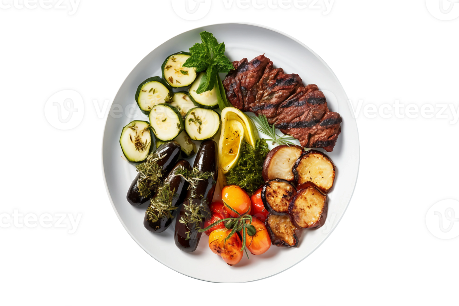 AI generated Mediterranean Meze on a White Plate on Transparent background. png